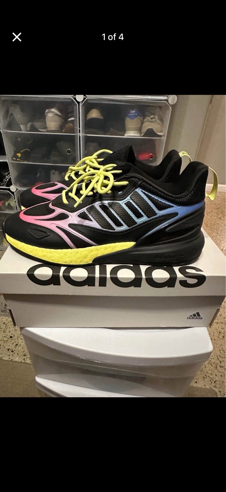 adidas ZX 1K Men’s Low Top Lace-Up Athletic Sneakers Black Pink Blue Yellow