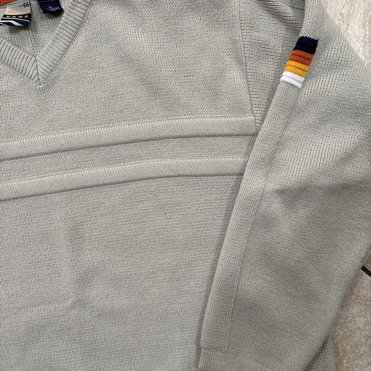 Y2K 2000s Cream Vans Striped Sweater Size XL