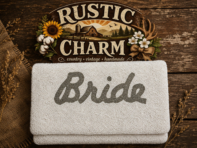 Bride CLUTCH PURSE CROSS BODY White Gift Midsize