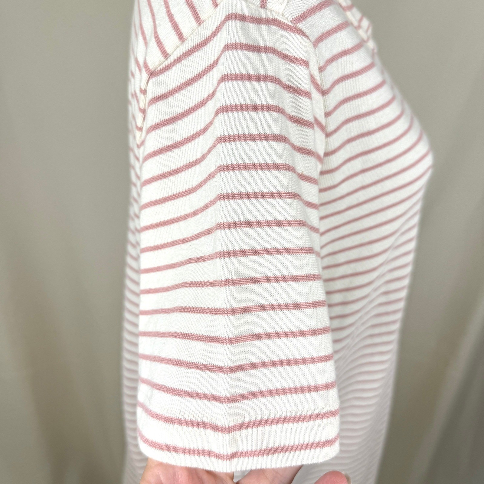 NWT Buffalo David Bitton Striped T-Shirt Everyday Dress Sz S Rose Cream Knit NWT