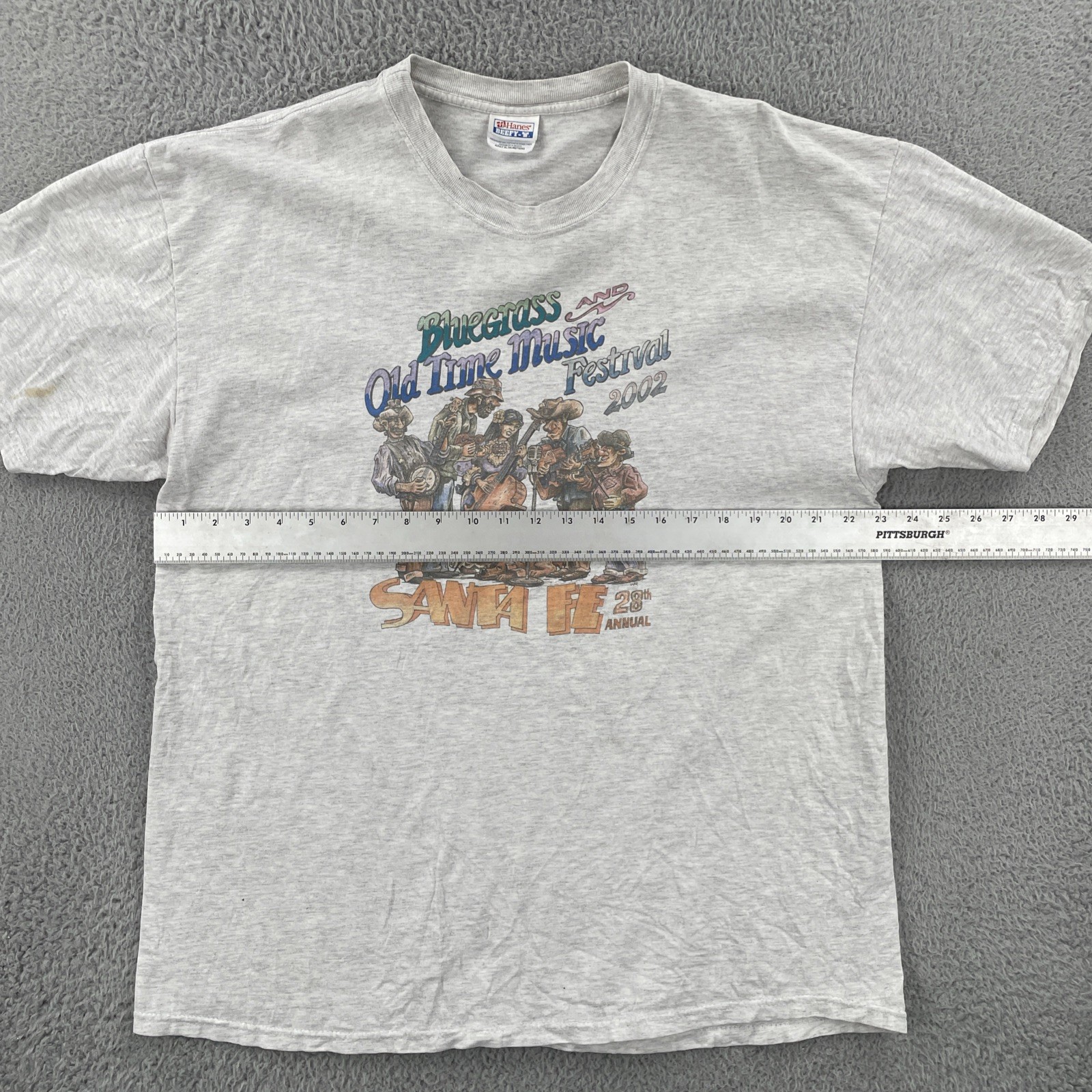 Vintage Hanes Beefy-T Men’s XL Gray T Shirt 2002 Santa Fe NM Bluegrass Festival