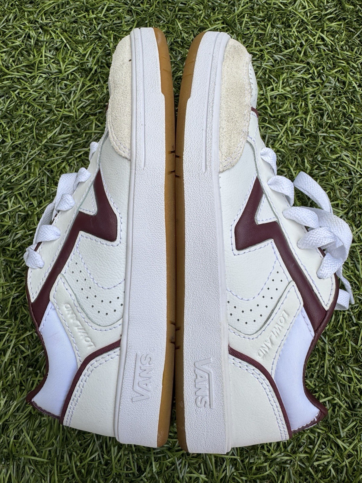 Vans Lowland CC Serio White Burgundy Gum Shoes Men 5 Women 6.5