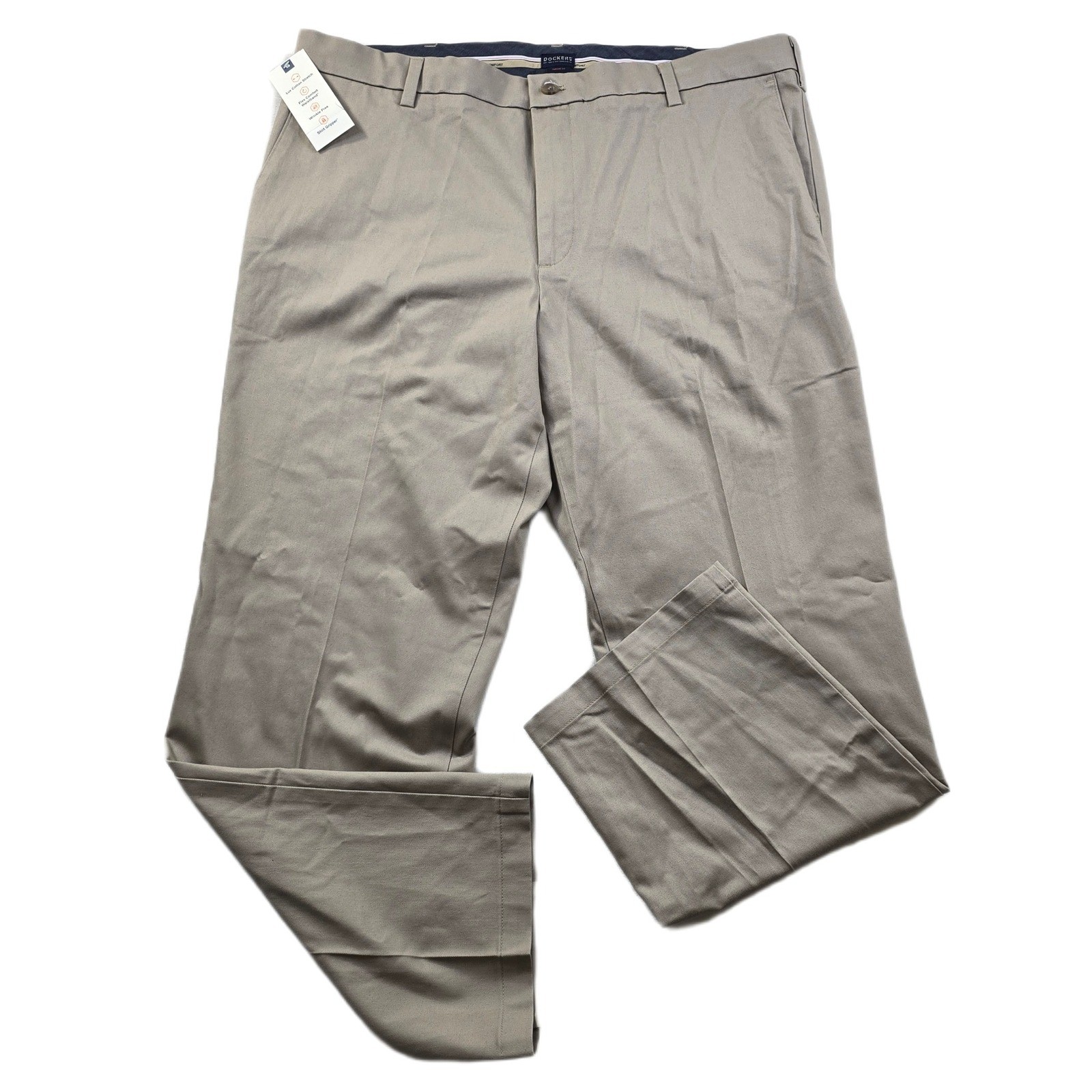 Dockers Signature Khaki Pants Mens 40×30 Beige Lux Cotton Stretch Classic NEW