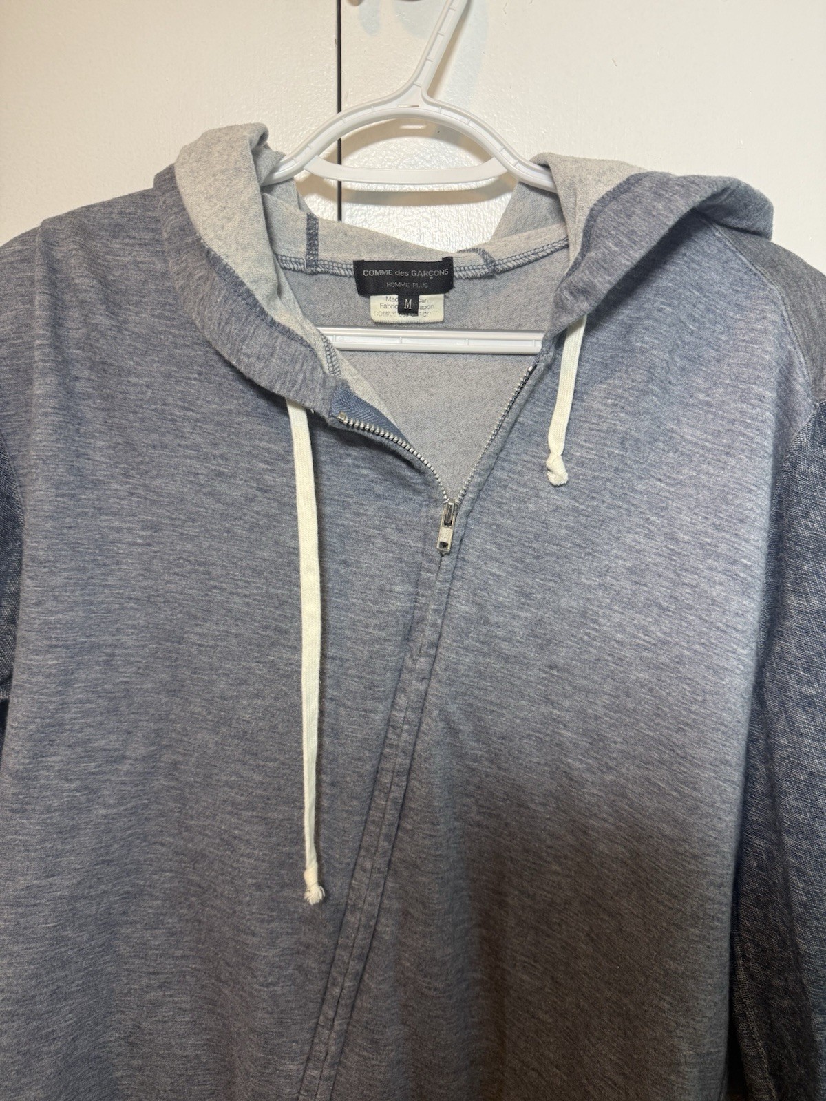 Comme des Garcons Homme Plus Zip Up Hoodie Blue Gray Cotton Wool Raglan M 2015