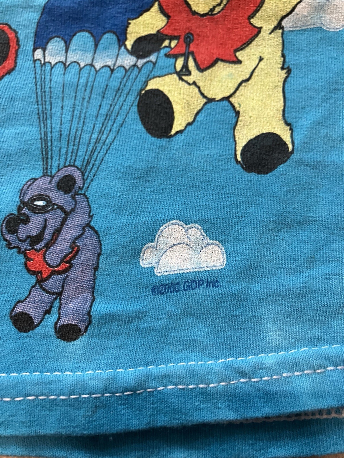 Vintage Grateful Dead Parachute Bears Liquid Blue Tie Dye 2000 Shirt Sz. XS