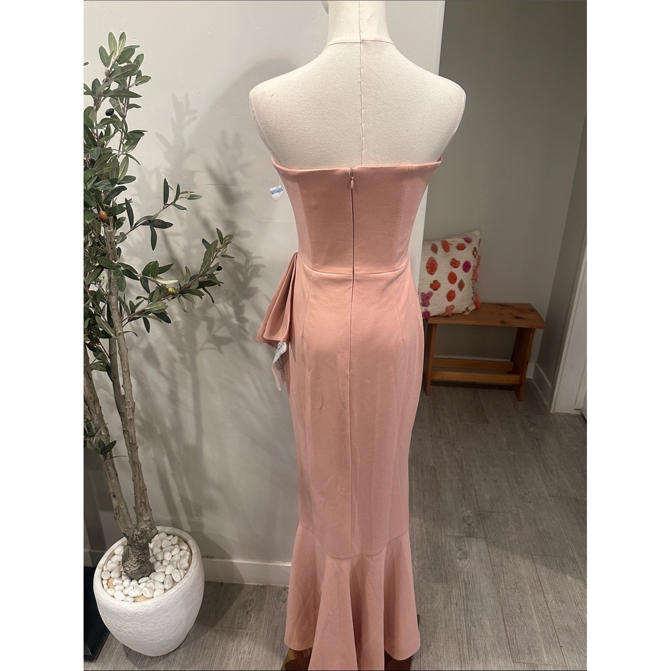 Dress the Population Paris Strapless Mermaid Maxi Dress Gown in Blush New!