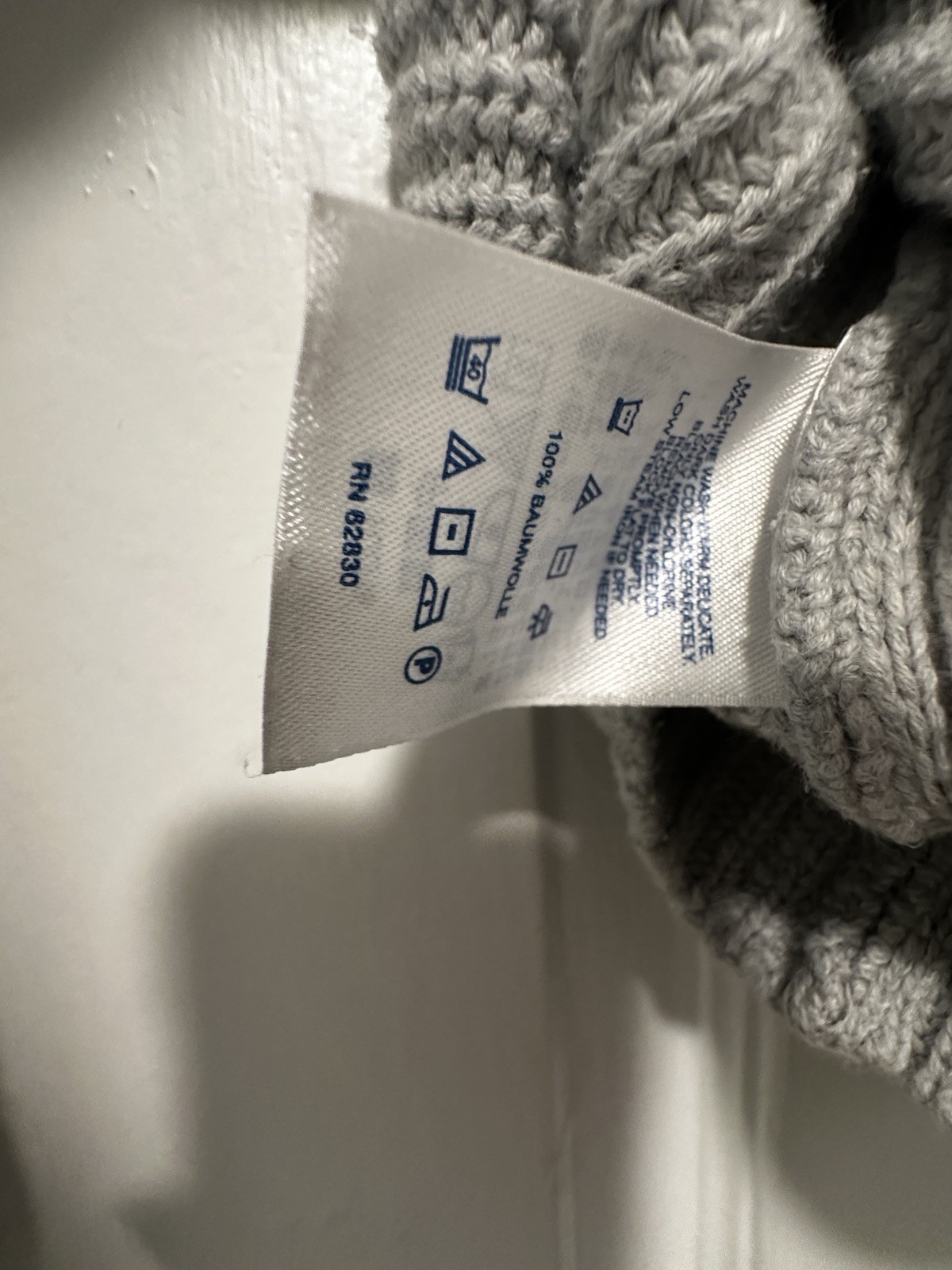 Lands End 100% Cotton Baumwolle Grey Sweater Crew Knit XS Size 2-4