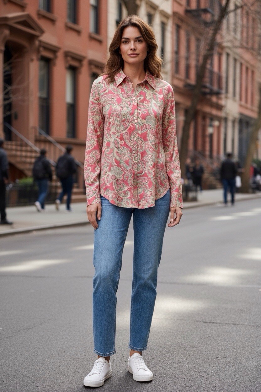 Jones New York Country Women Shirt100% Cotton Sz Large Fresh Dry Clean
