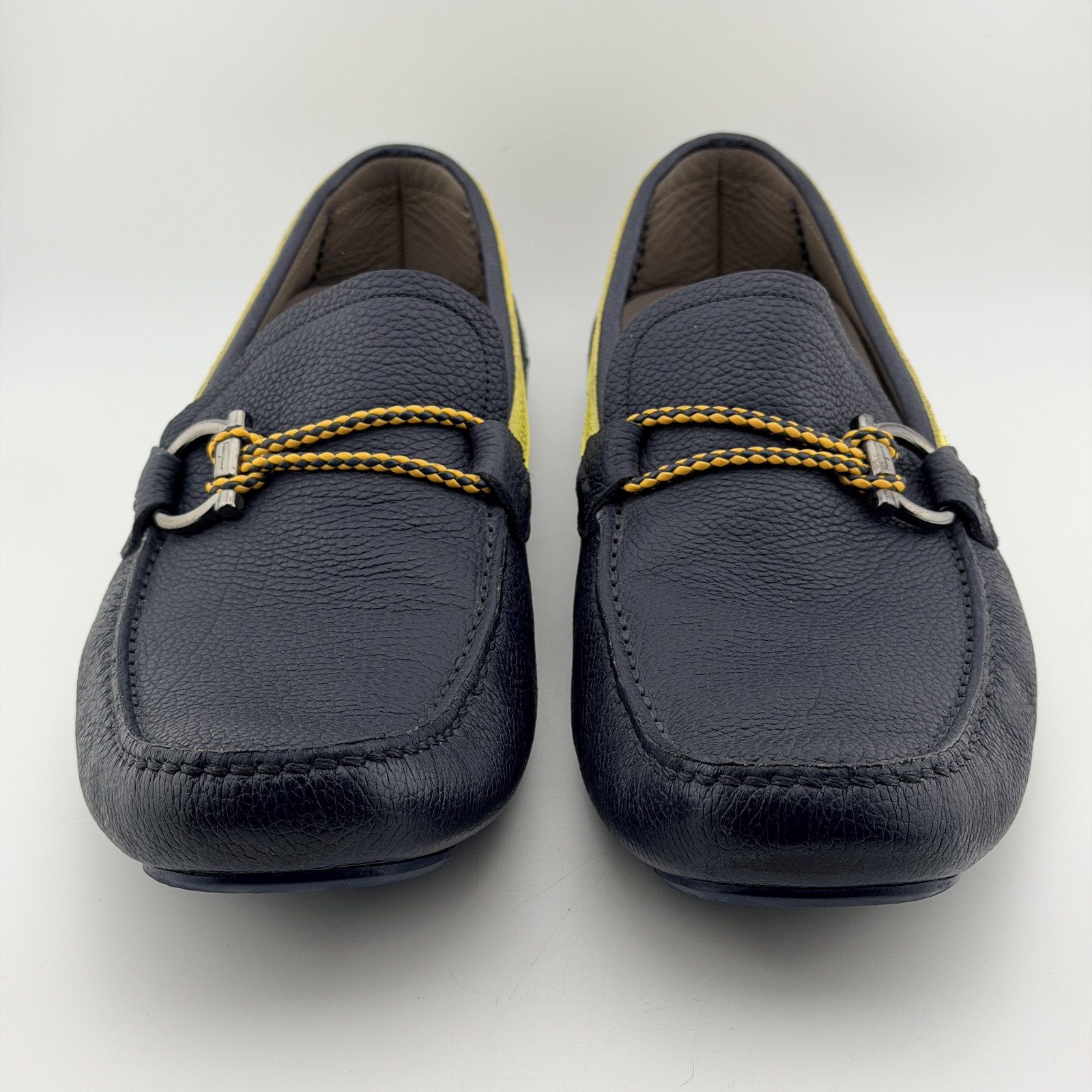 Salvatore Ferragamo Men’s Navy Blue Gancini Driving Loafers US 10.5 E Made Italy