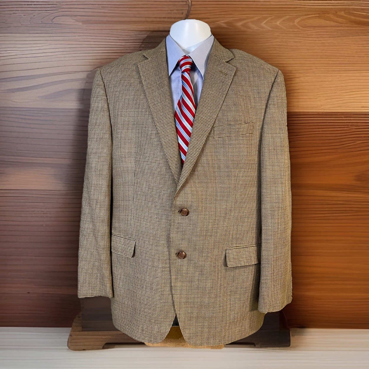 Ralph Lauren Blazer Sport Jacket 40R Beige/Tan hound’s-tooth