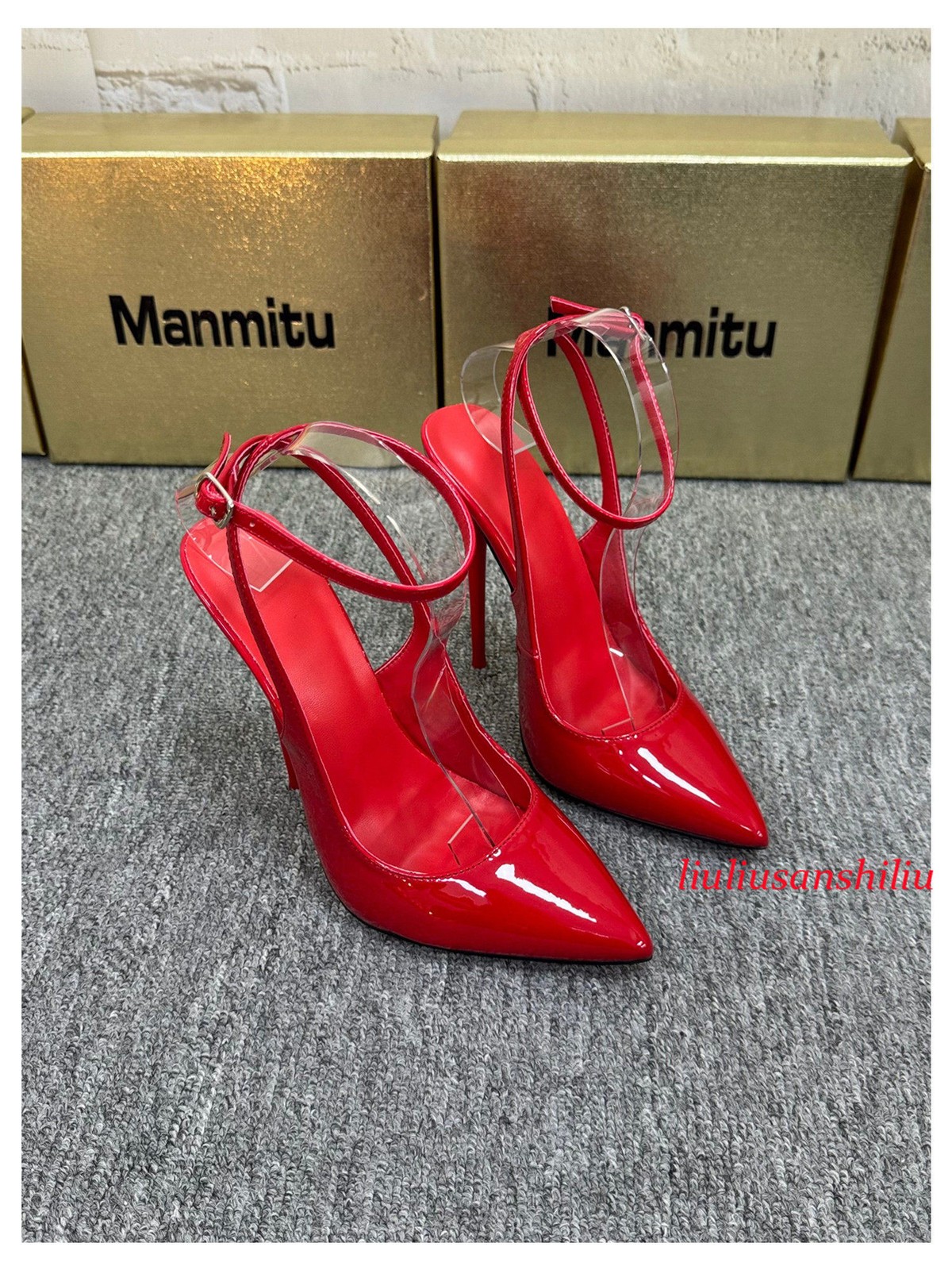12/14/16cm High Heel Stiletto Pointed Toe Slingback Sandals Ankle Strap Pumps