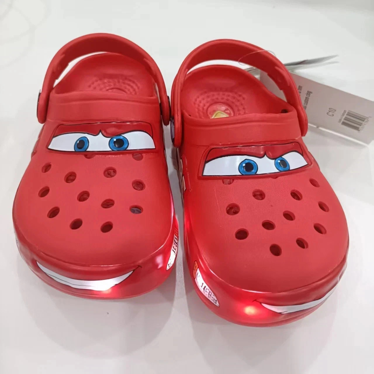 Kid’s LIGHT-UP Lightning McQueen Crocs boys girls Shoe Clog Disney C8-C9 Size **