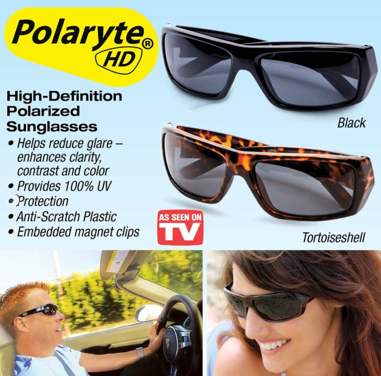 Polaryte High Definition Sunglasses Polarized with 100% UV Protection BLACK