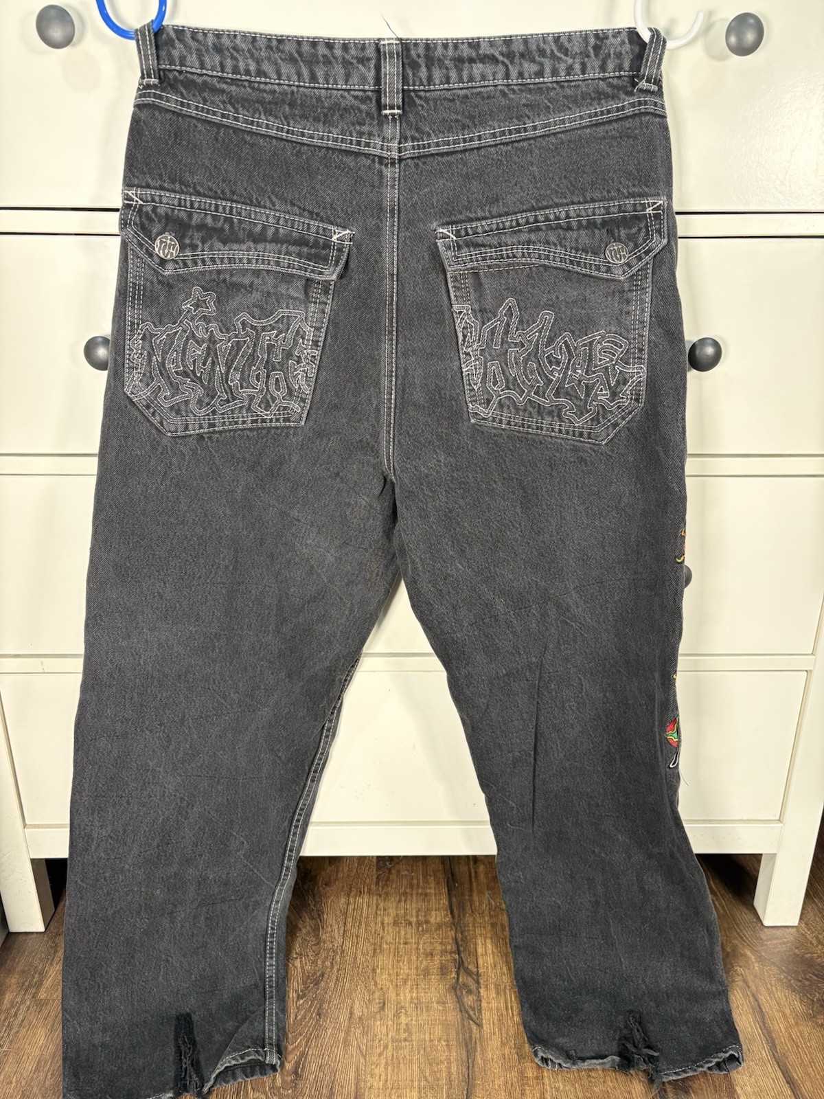 Ninth Hall Japanese Style Embroidery On Ambush Jeans, Size 33 Black Jeans