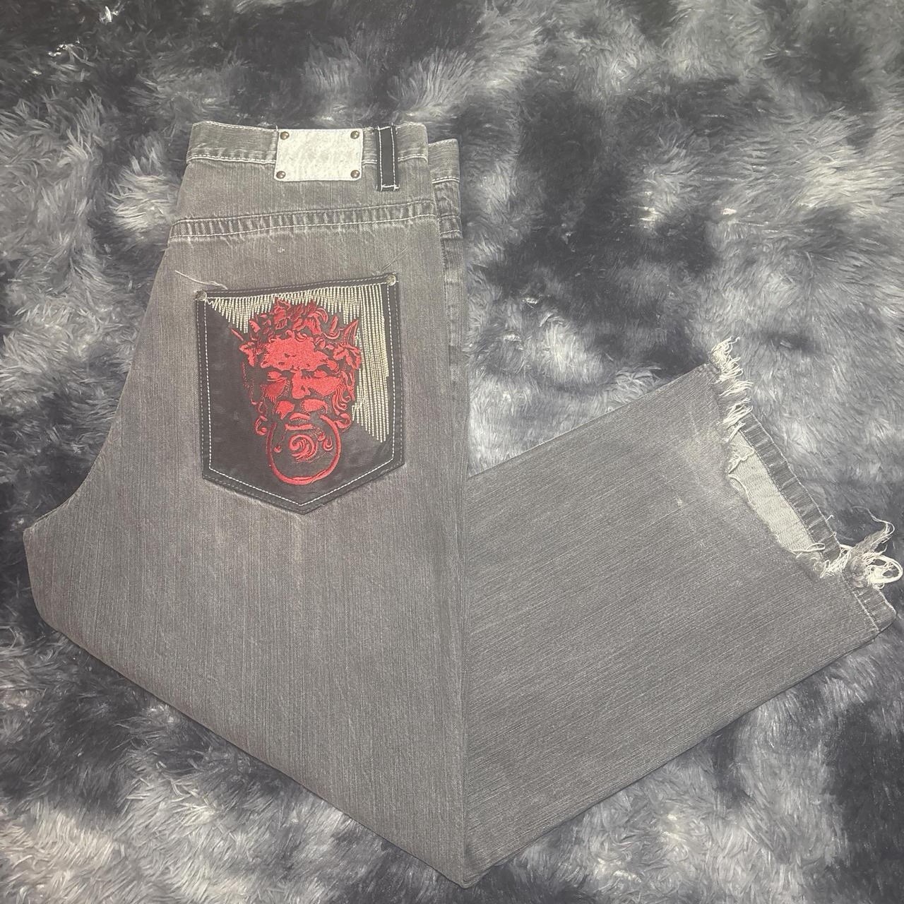 Y2K MARQ SEVENTY FIVE EMBROIDERED BAGGY JEANS GRAIL Size 42