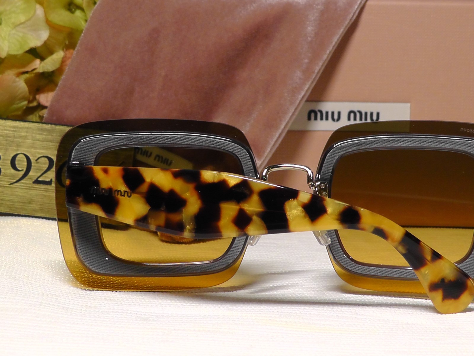 MIU MIU MU01RS67 Light Havana Glitter Frame Yellow Lens 67 17 140**ITALY***NIB**
