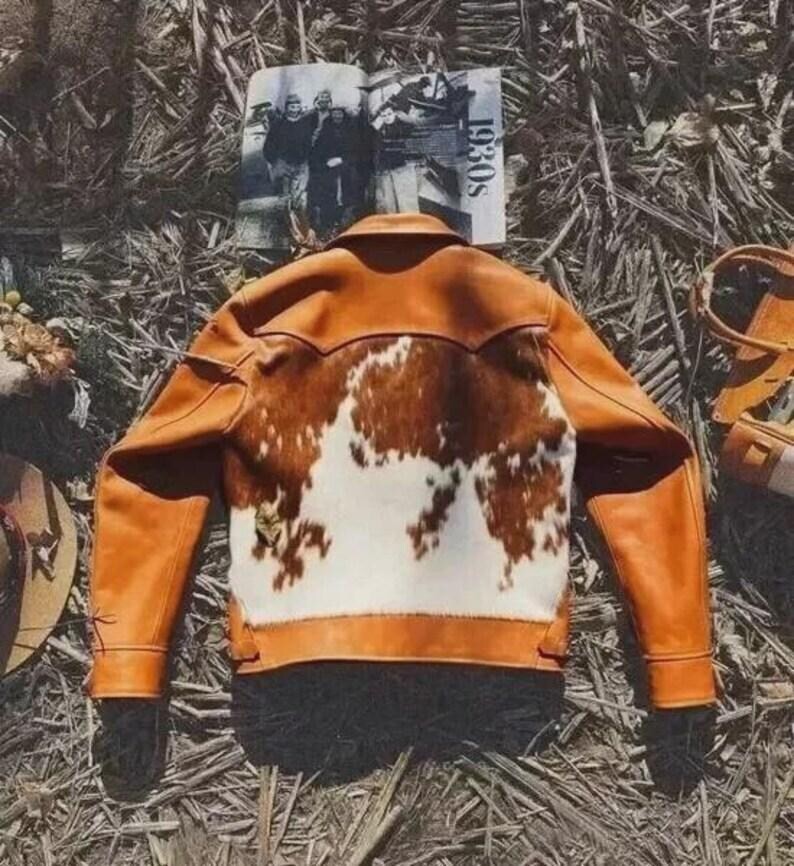 Handmade Genuine Cowhide Fur Leather Jacket – Natural Hair-On Cow Skin Fashion