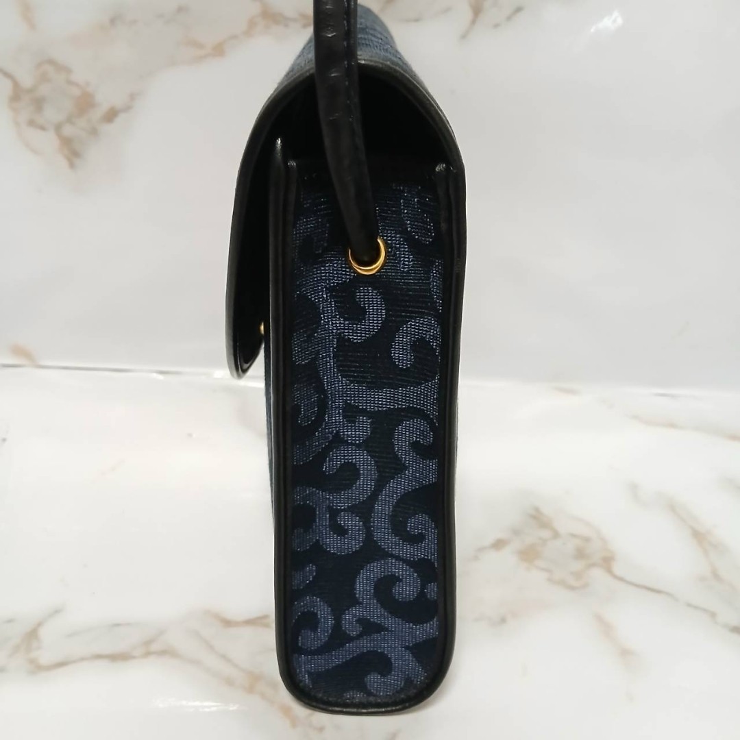 Yves Saint Laurent Shoulder Bag Navy Heart fittings Arabesque W:9.1 × H:7.9 in.