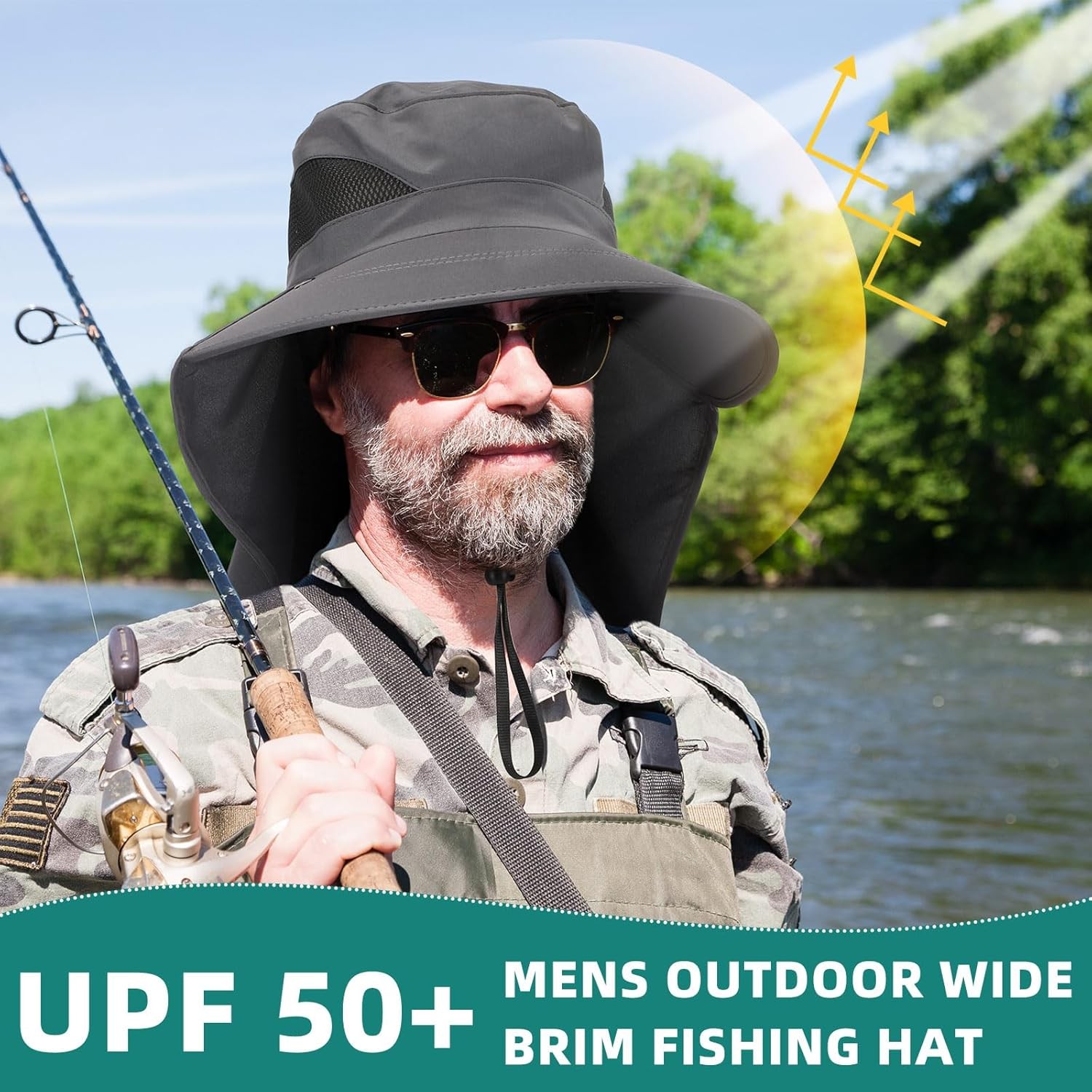Sun Protection Hat with Face Cover & Neck Flap Unisex Hiking, Climbing, Fishing