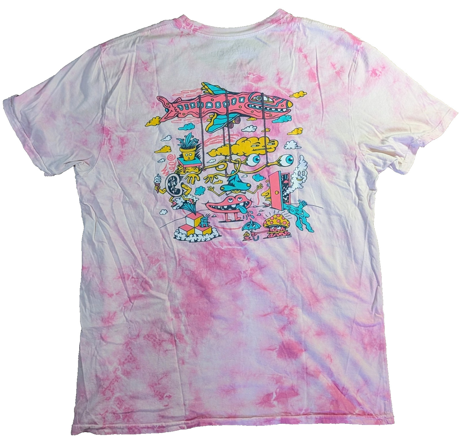 Killer Acid Limited Edition Pink Tie Dye Graphic Art T Shirt Large Psychedelic