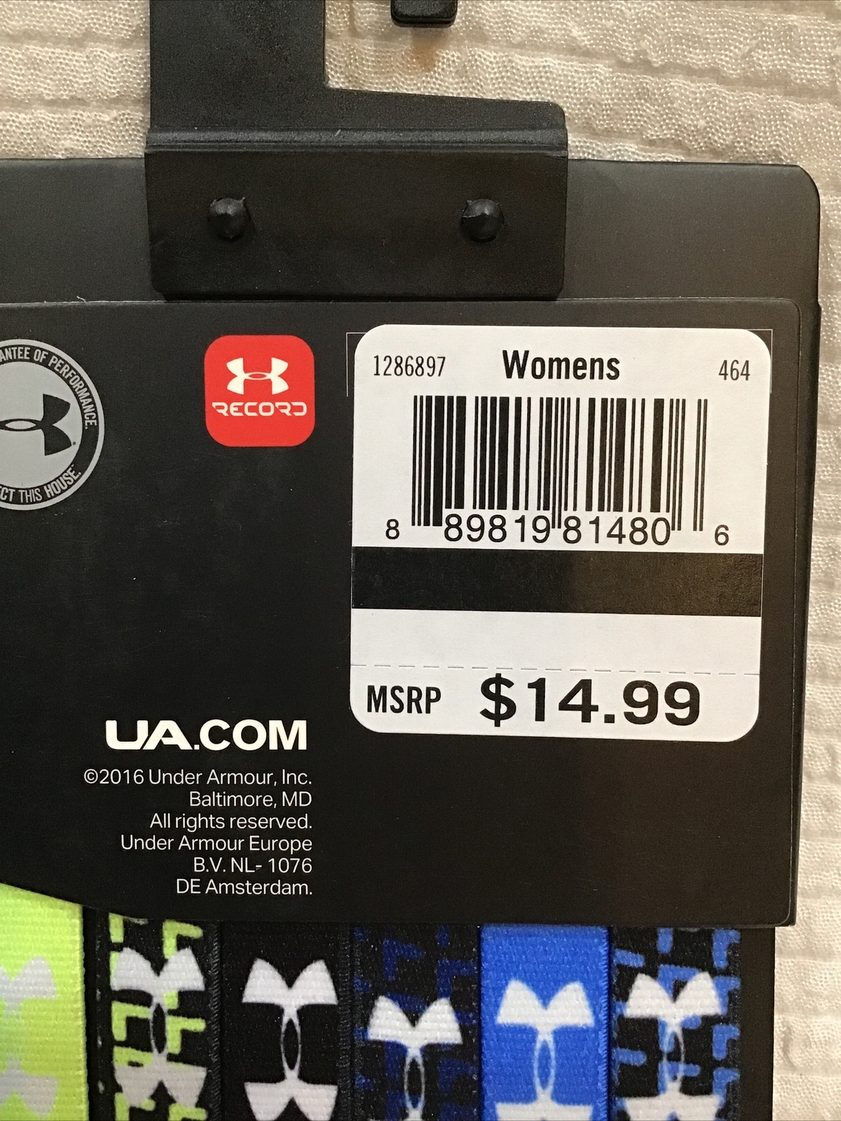 New Under Armour 6-pack Headbands Blue/Black/Neon Yellow/Multicolor!!
