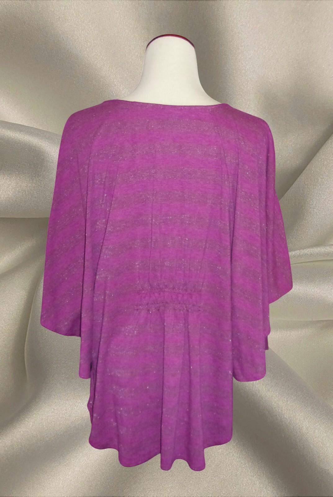 Faded Glory Womens Plus Size 2XL Purple Glitter Blouse Metallic Shimmer Top Boho