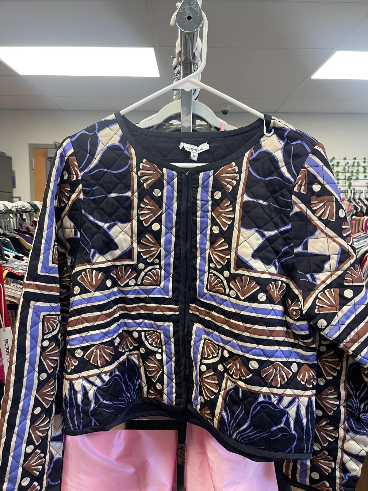 West Of Colette reversible quilted jacket in fleur scarf