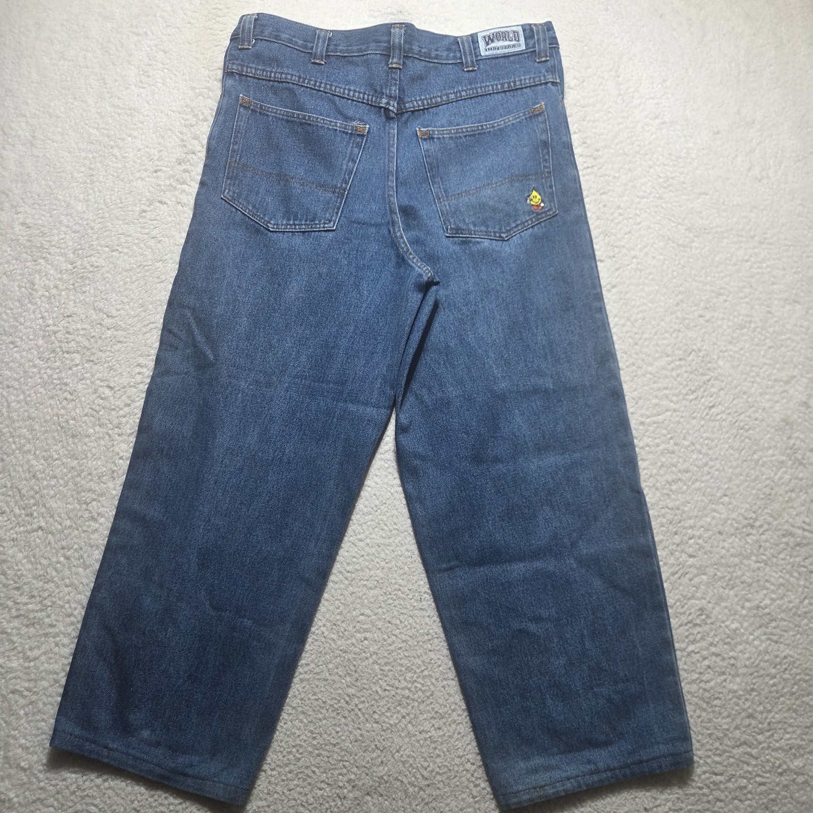 Vintage World Industries Baggy Wide Leg Skater Jeans Mens 36×26 Embro