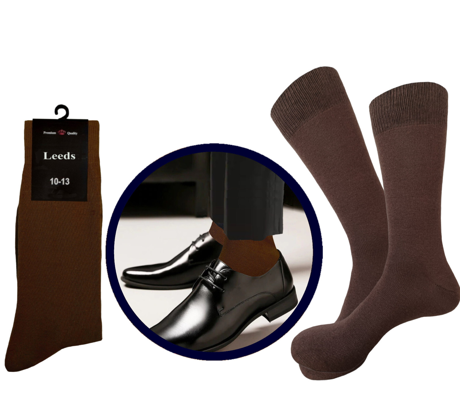 12 Pair Dress Socks Solid Colors NATURAL COTTON Formal Socks 10-13