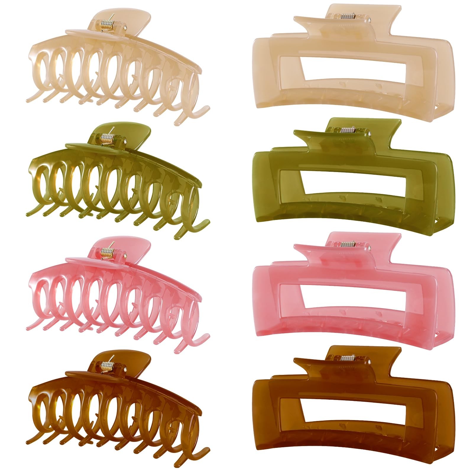 8 PCS 4.3 Inch Large Jelly Hair Claw Clips Strong Hold NonSlip Thick Thin