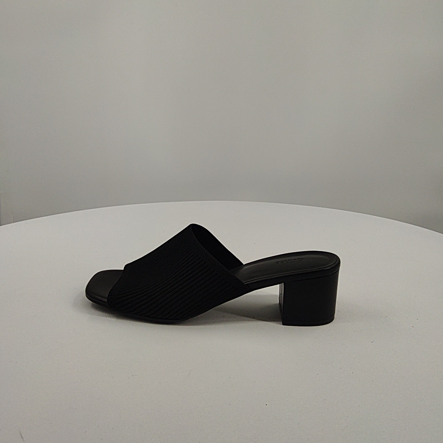 Quince Women Italian Leather & Eco Knit Heeled Mule Black Shoes 8
