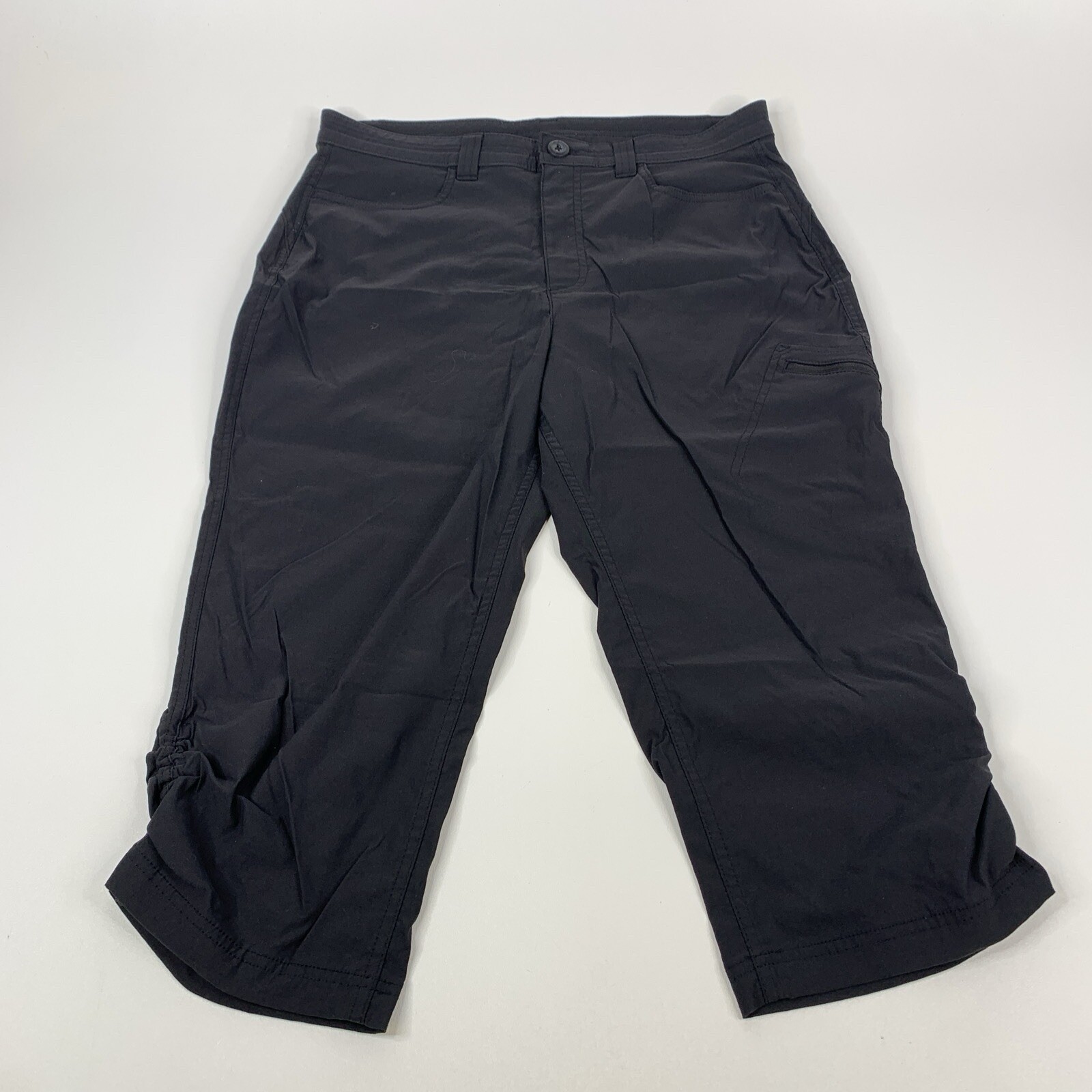 Eddie Bauer Womens Capri Pants Stretch Tech Rainier Cargo Pockets Black Sz 6