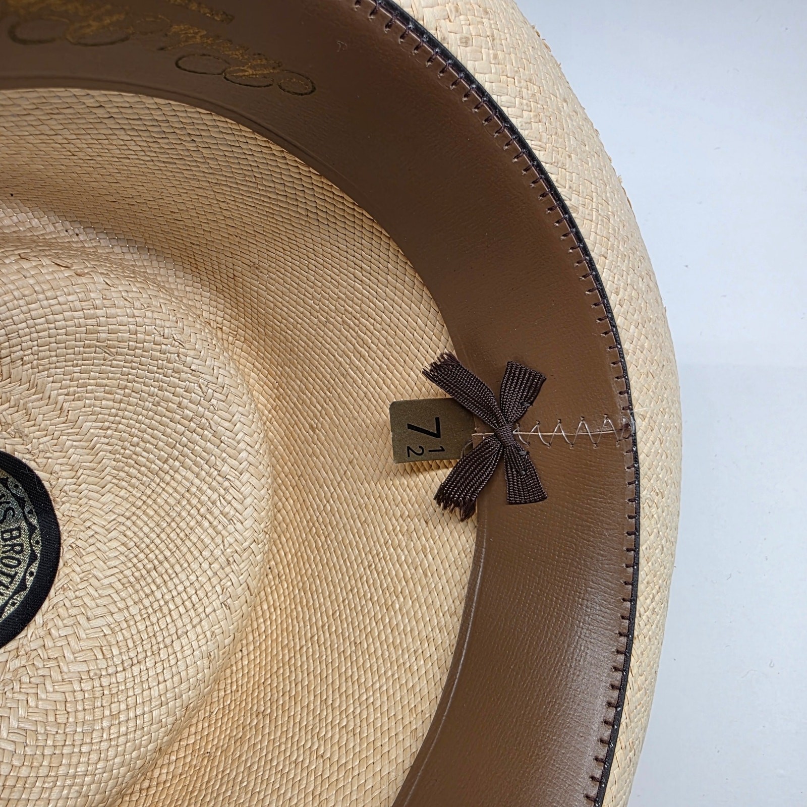 Brooks Brothers Panama Straw Hat Red Navy Band Size 7 1/2 Made in USA