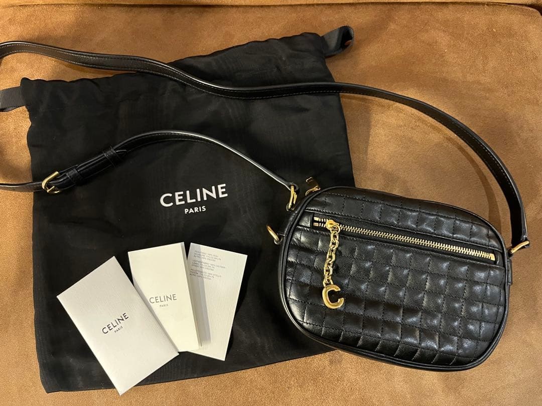 CELINE C Charm Quilted Shoulder Bag Celine C Charm