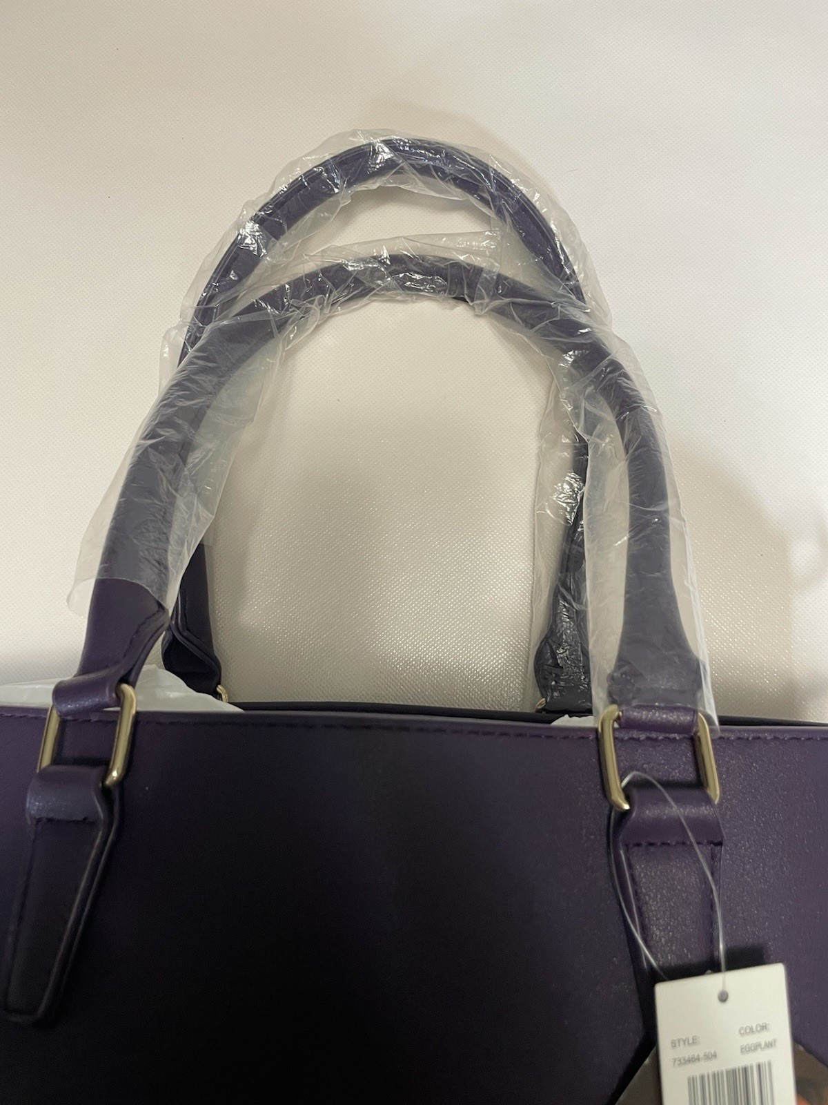 NWT IMAN GLOBAL CHIC Tote Bag Style 733464-504 Eggplant Color 12″ x 5″ x 8 1/4″