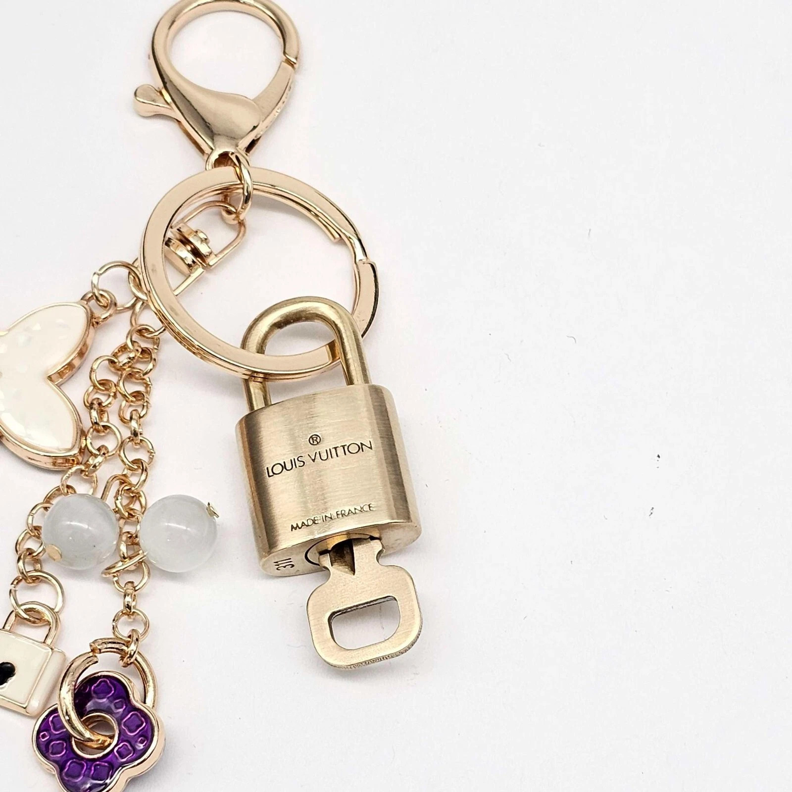 Louis Vuitton Authentic Gold Padlock 🔑 Key + Stylish Unbranded Bag Charm