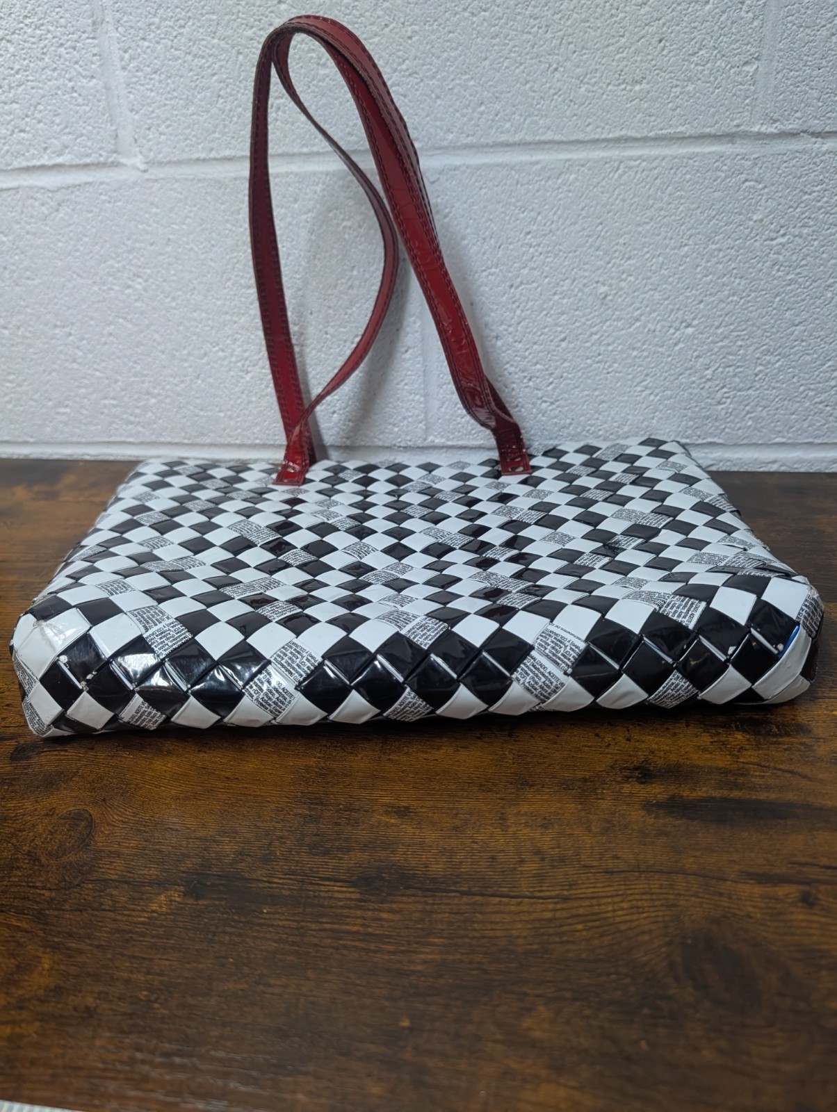 Nahui Ollin Candy Wrapper Purse Over The Shoulder Bag White & Black Eco-Chic