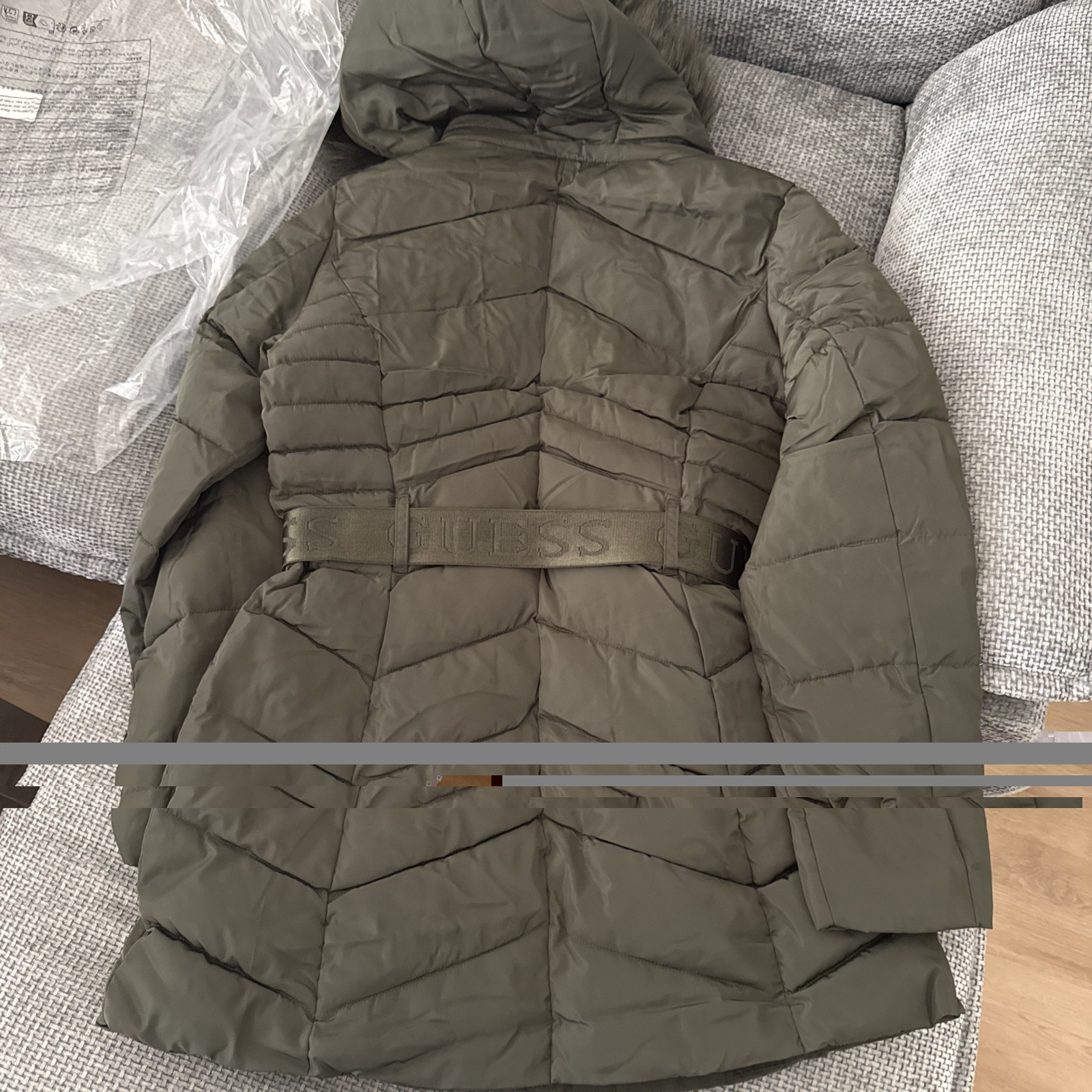 Guess Women’s Olive Morning Stevie Hooded Puffer Coat Size L