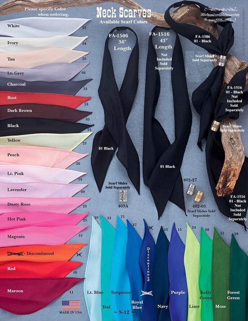 FA-1506 Western Scarf Tie – 36″ – Available in 27 Color Options