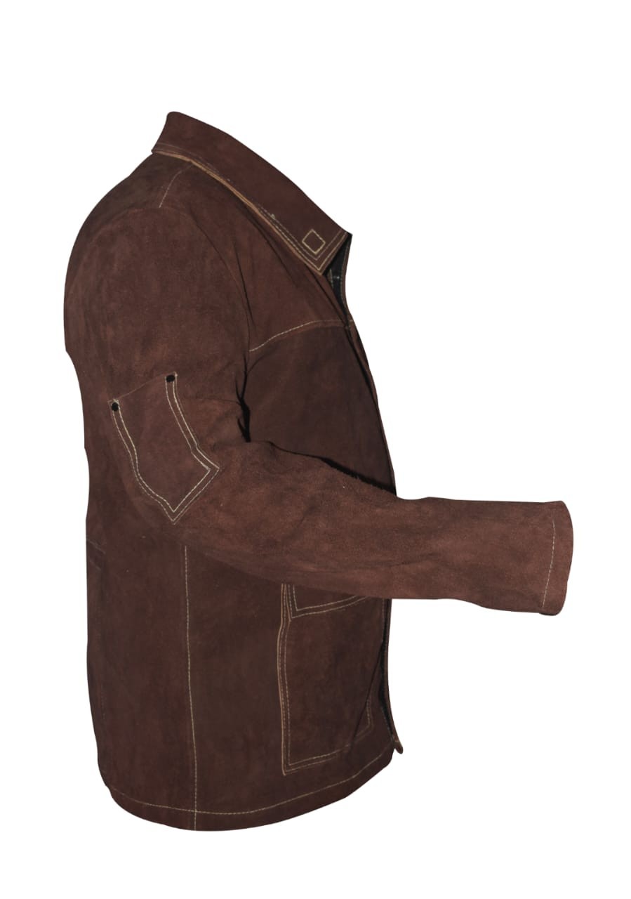 Premium Suede Leather Welding Jacket – Heat Resistant, Heavy-Duty Protective Wor