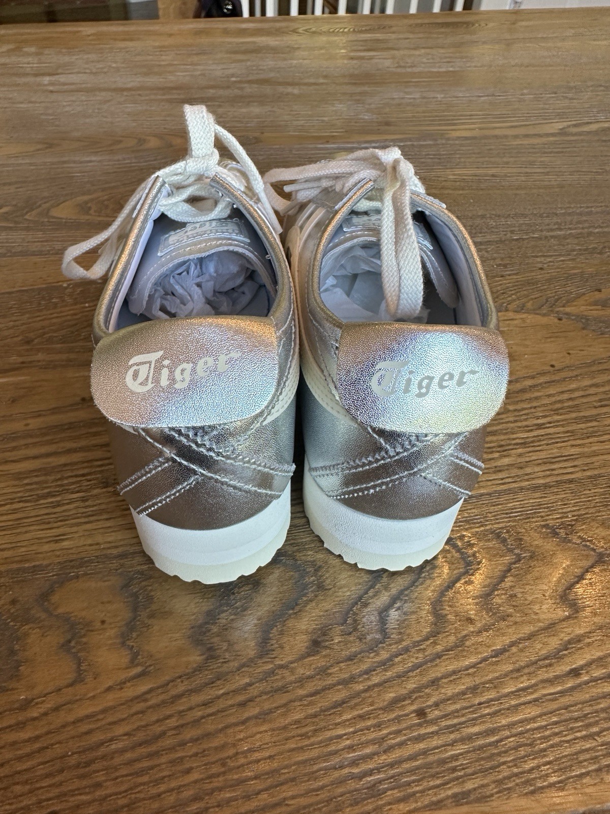 Onitsuka Tiger Mexico 66 PF Metallic Silver/Cream Lace-Up Sneakers