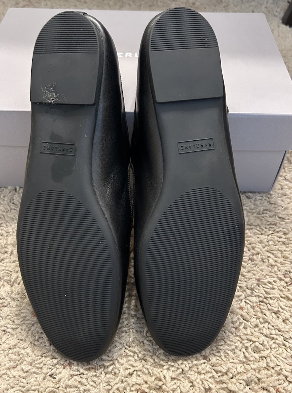 Everlane ~ The Day Buckle Mary Jane Flats Black Leather 10.5 M w.Box Excellent