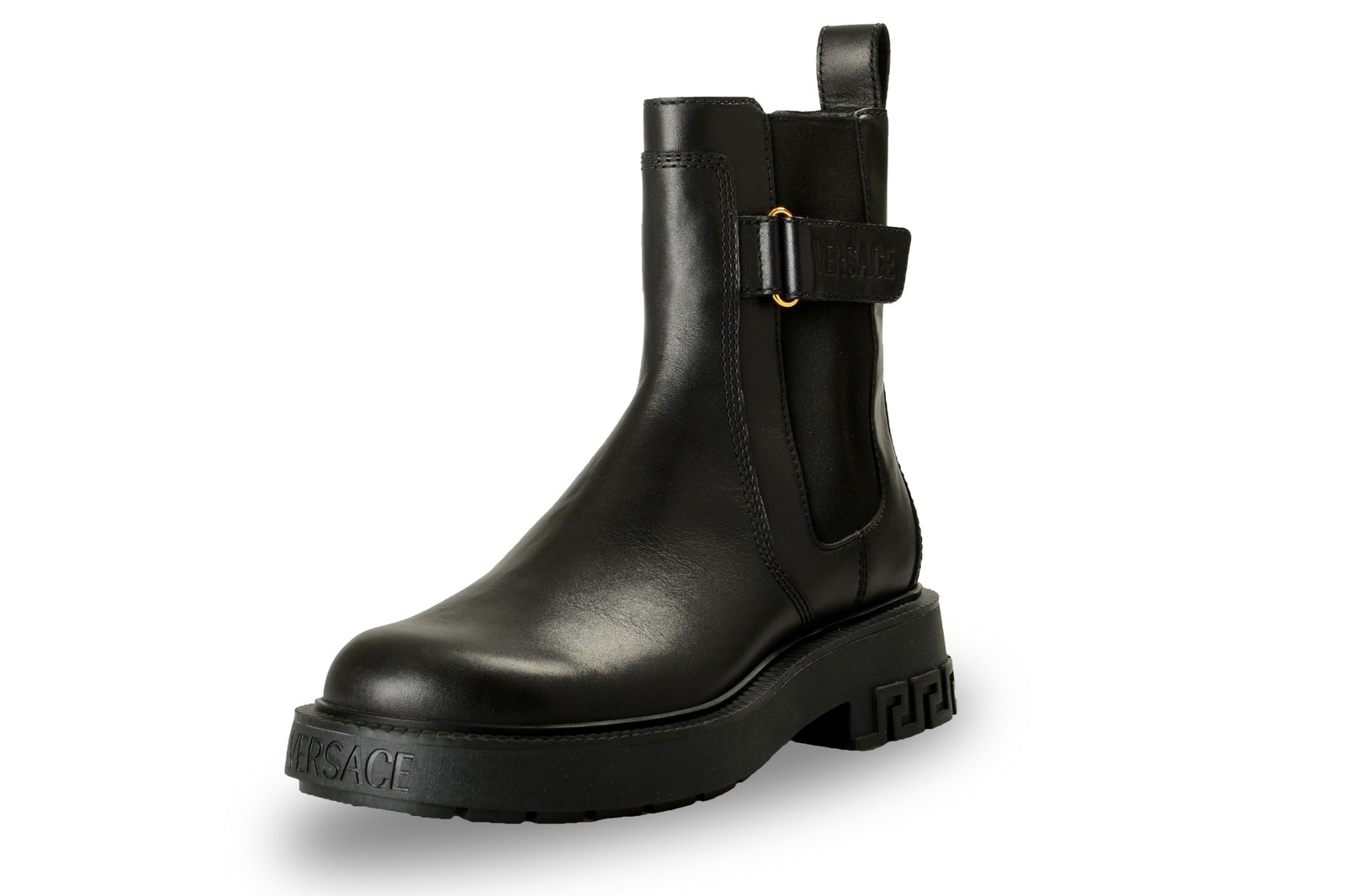 Versace Men’s Black Leather Chelsea Boots Shoes US 9 IT 42