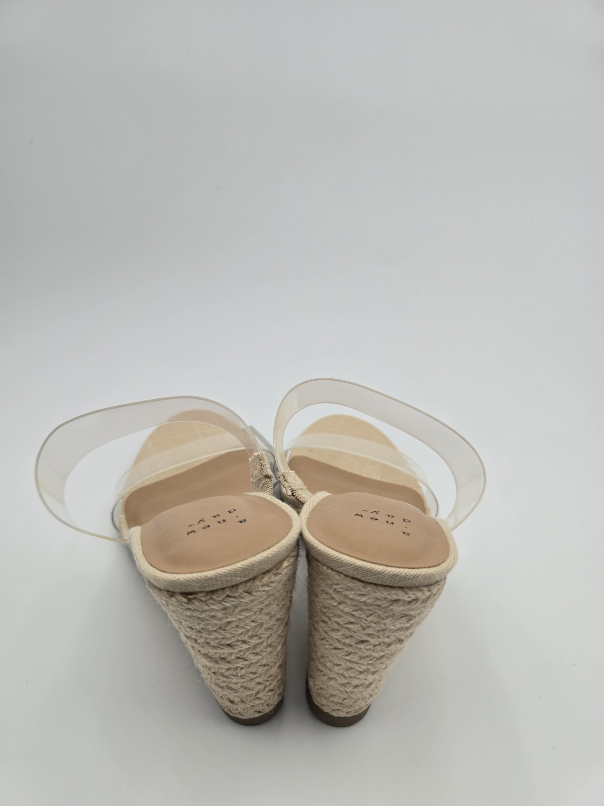 A New Day Clear Strap Wedge Sandals Beige Strappy Slip On Women’s Casual