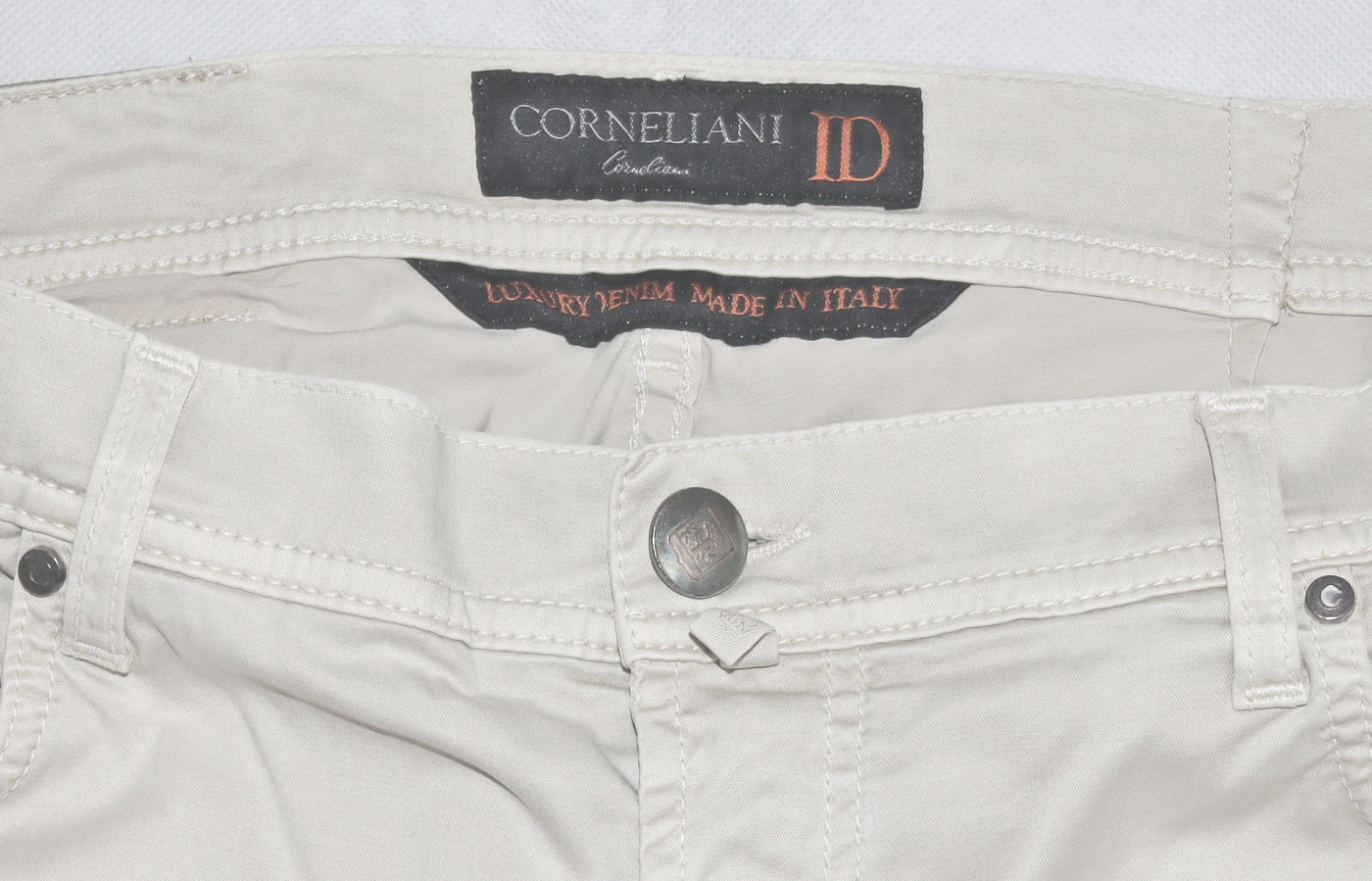 Corneliani ID Luxury Denim Men’s Chino 5 Pocket Straight Made In Italy Size 38