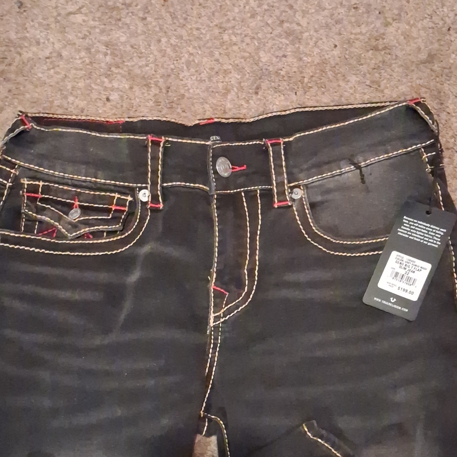 True Religion Geno Slim Fit Gray Humid Wash Denim Jeans NWT