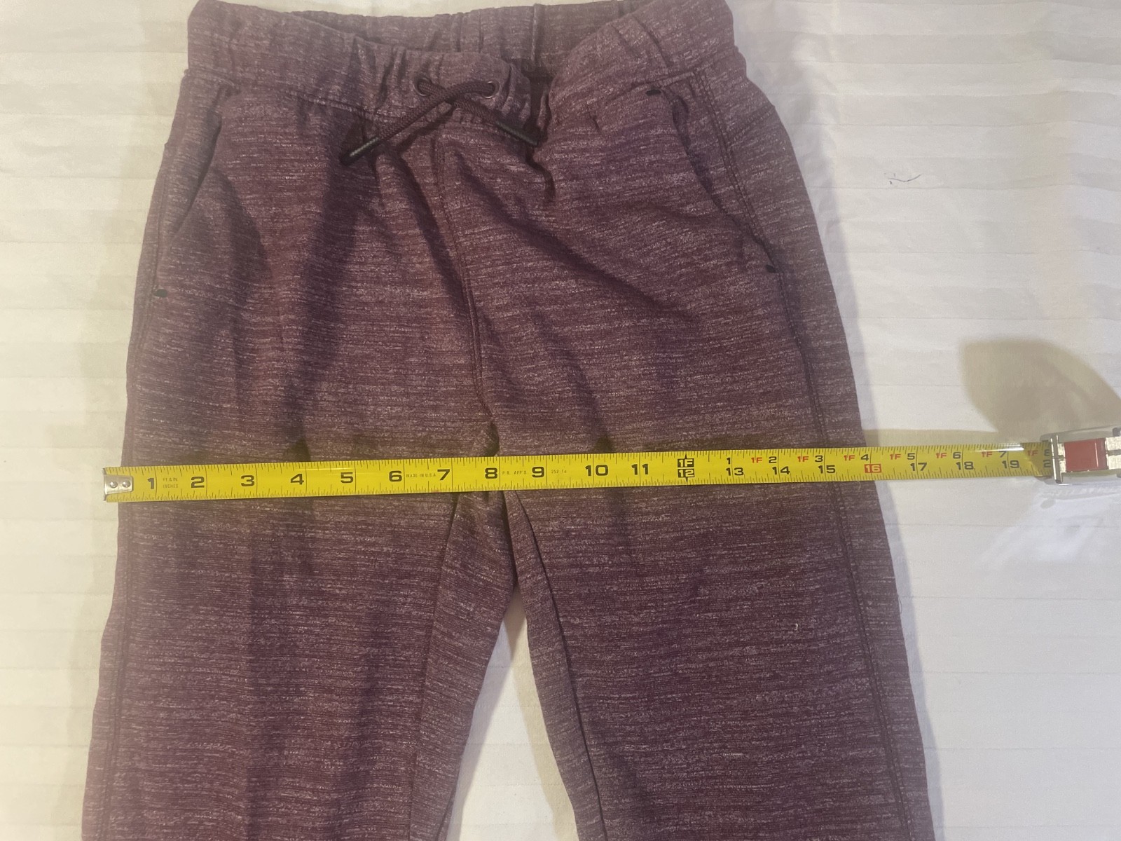All In Motion Boys Jogger Sweatpants Burgundy Heather Size L 10/12 Athletic Draw