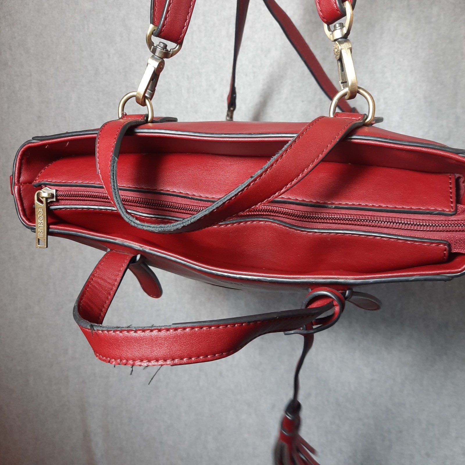 Ecosusi Designer Handbag Laptop Maroon Vegan Leather Womens Convertible Bag