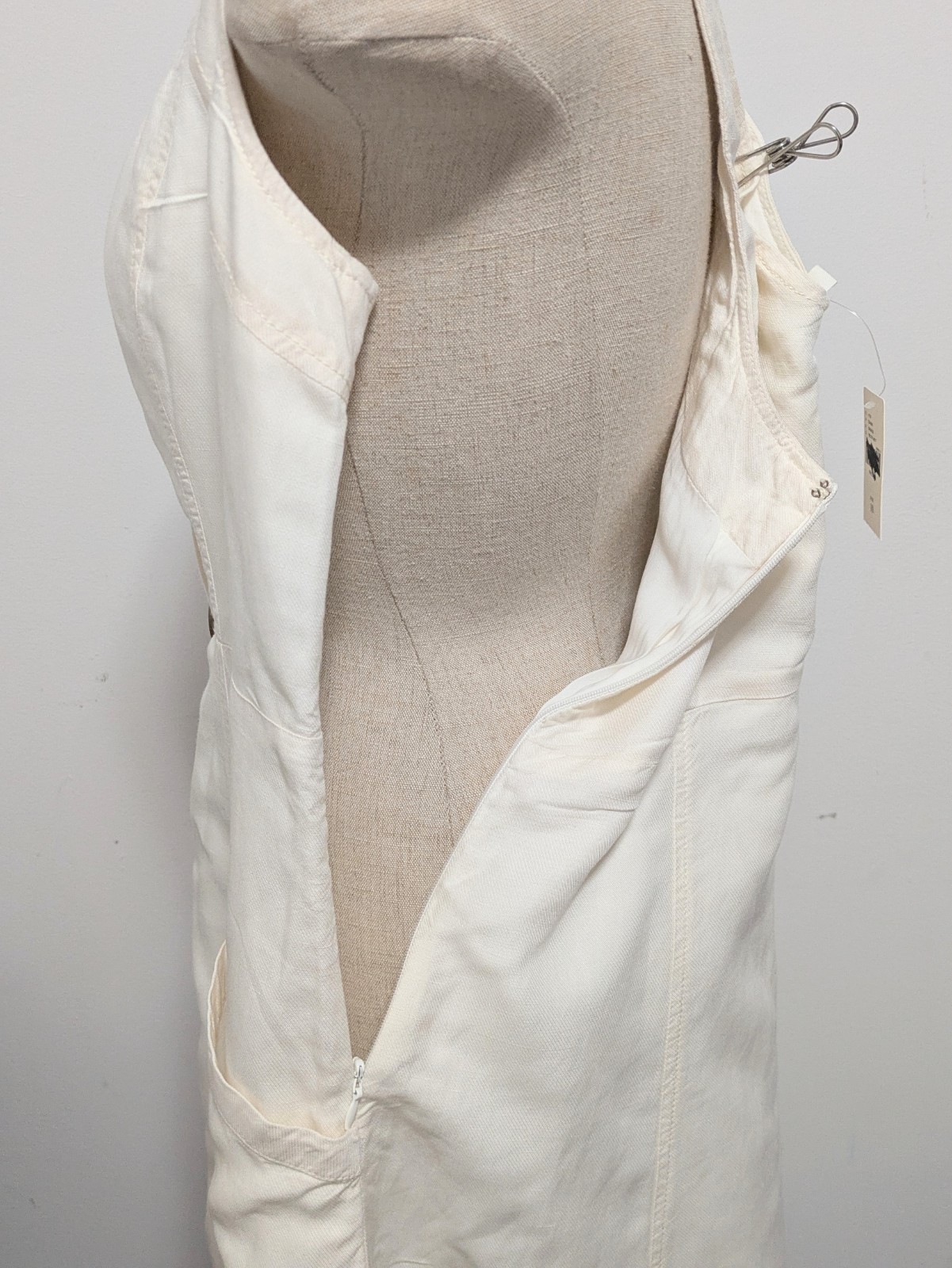 Anthropologie Cream button Front Midi Dress Linen Blend 10 Beachy Cortage Preppy