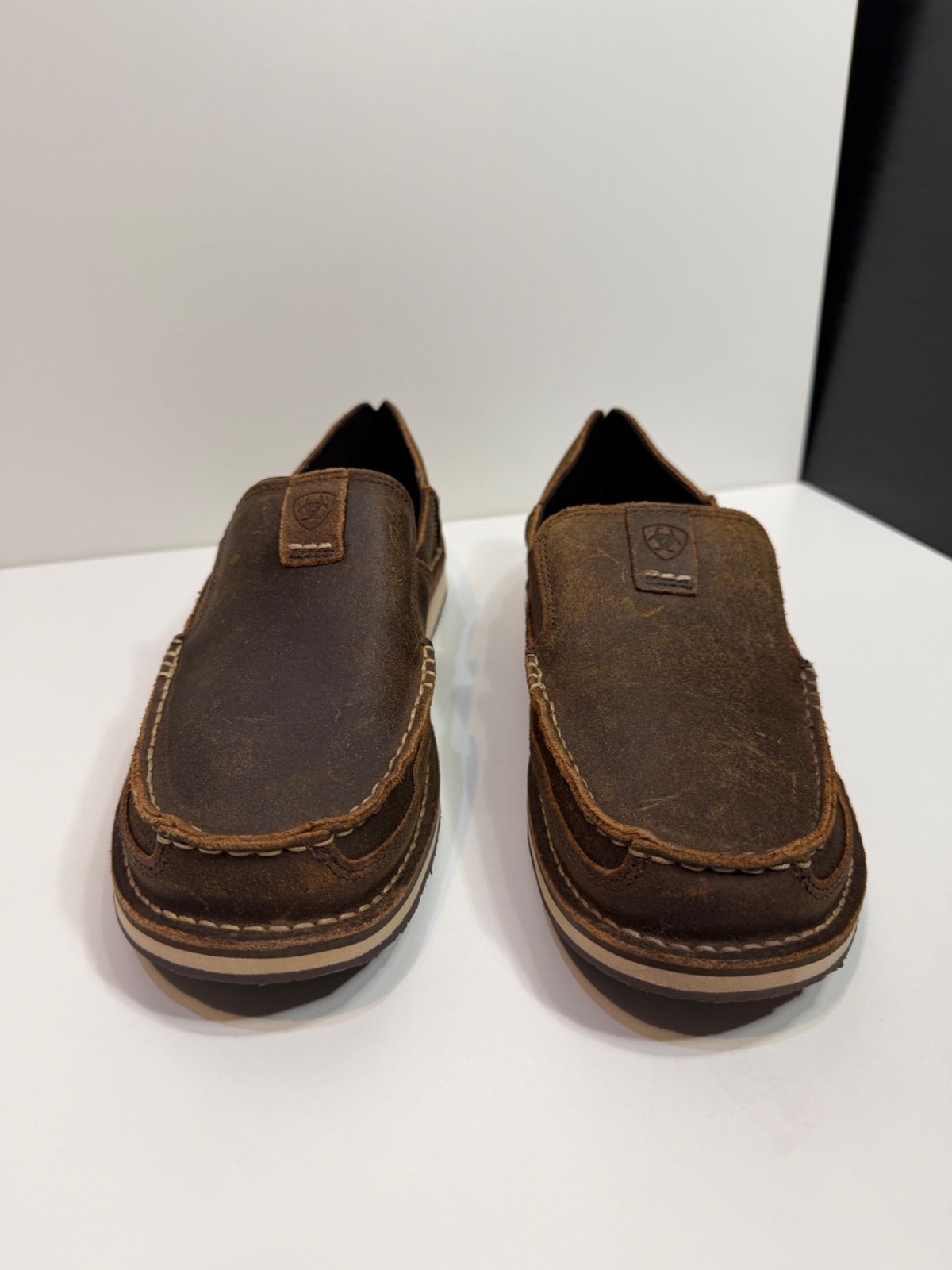 ARIAT MENS CRUISER SLIP ON LEATHER SHOES ROUGH OAK US 11 EE UK 10 W EUR 44.5 W